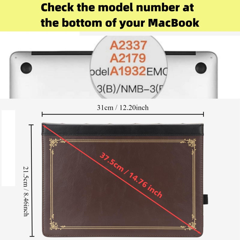 TT TYTX TYTX Compatible with MacBook Air 13 inch Leather Case 2021 2020 2019 2018 Release M1 A2337 A2179 A1932 Retina Display Touch ID,Protective Leather Case Cover for Laptop, Brown - Image 2